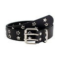 Y2K Punk Rivet Leather Belts  Star PU Black White Waist Strap Double Row Hollow For Jeans Skirt Decor Gothic Waistband