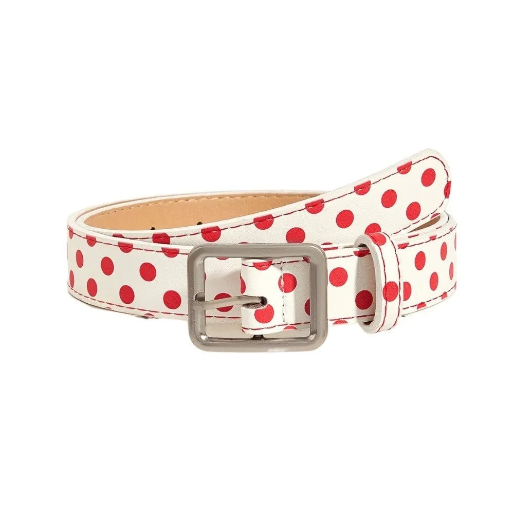 Trendy Vintage Polk Dot Women Belts Y2K Girls Pin Buckle Belt Waistband Jeans Belts PU Leather Waist Strap Gift