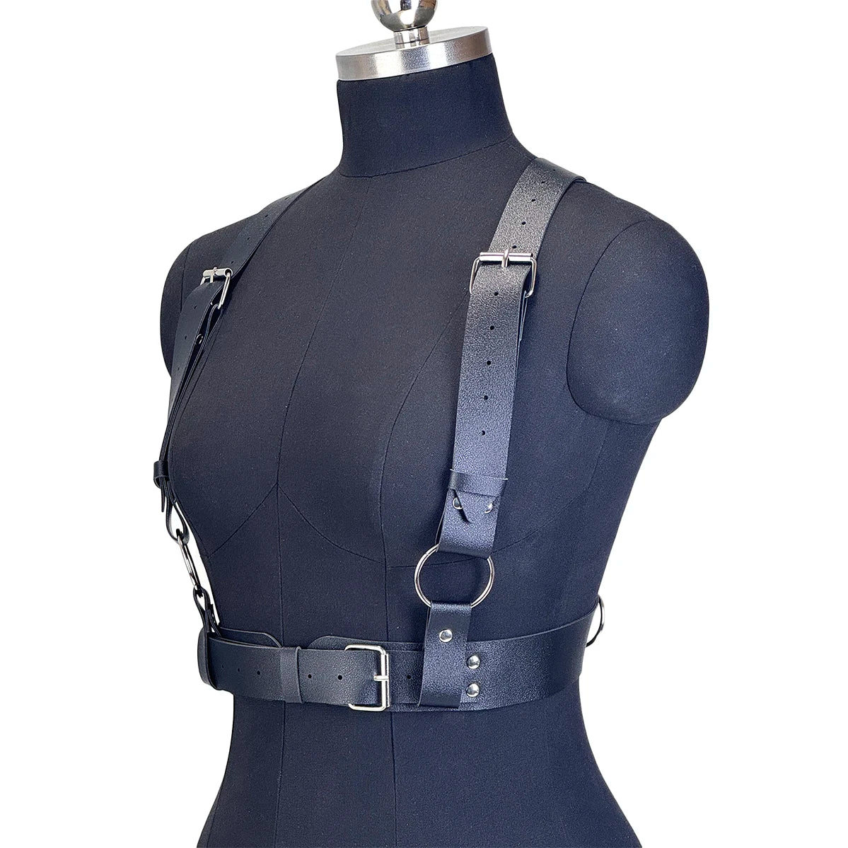 Women Fashion PU Leather Harness Waist Belt Punk Studded Decorative Harness Straps Suspenders Gothic Clothing Accessorie