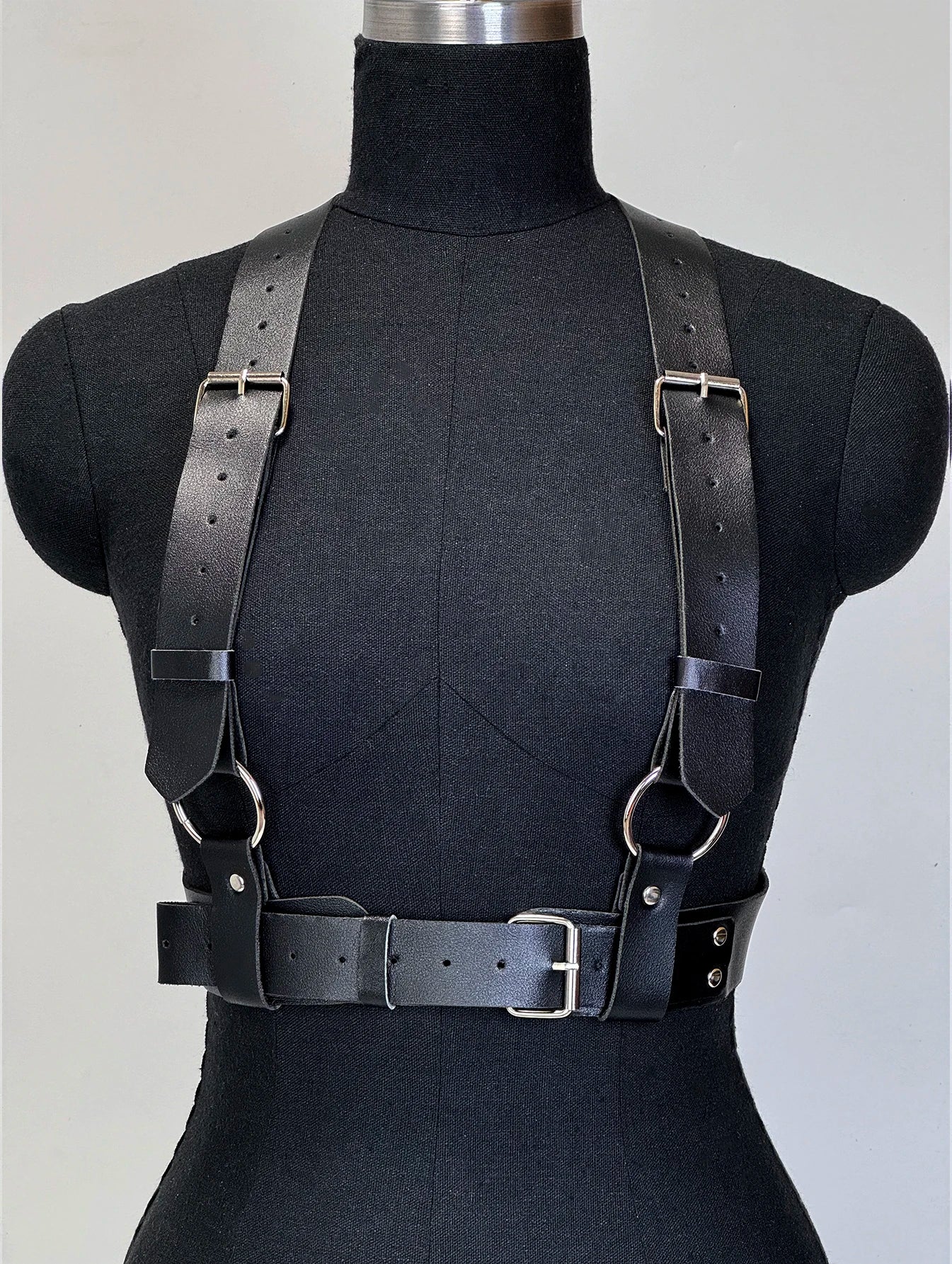 Women Fashion PU Leather Harness Waist Belt Punk Studded Decorative Harness Straps Suspenders Gothic Clothing Accessorie