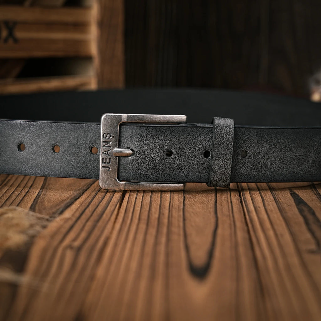 A Men's and Women's Casual Retro Belt Western Style! PU Leather Belt with Metal Buckle, Suitable for Daily Work Wear