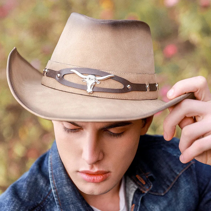 30Stlye 100% Leather Men Western Cowboy Hat For Gentleman Dad Cowgirl Sombrero Hombre Caps Big Sizelarge head