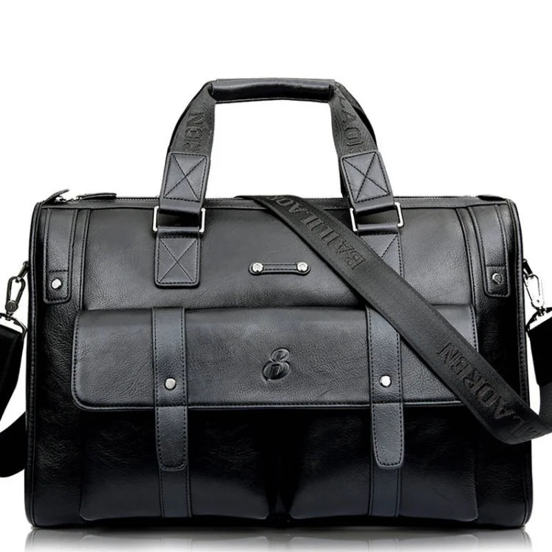 Men Leather Briefcase Large Capacity Business Handbag Messenger Bags Male Vintage Shoulder Bag Men's 14/15.6 Inch Laptop Bags