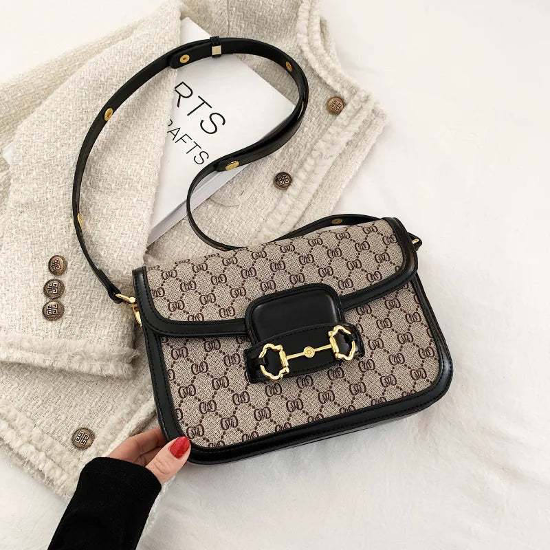 Ladies Genuine Leather Saddle Bag Classic Designer Paris Popular Single Shoulder Bag for Women Casual Vintage Trendy Handbag