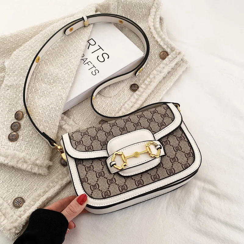 Ladies Genuine Leather Saddle Bag Classic Designer Paris Popular Single Shoulder Bag for Women Casual Vintage Trendy Handbag