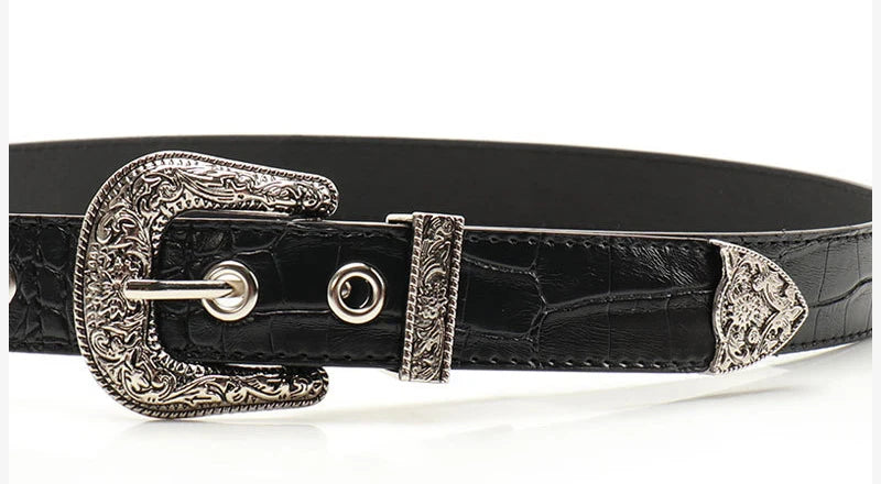 Gothic Retro Women's Black Belt Fashion Casual Jeans Accessories Girdle Hip Hop Y2k Girls Pin Buckle Pu Leather Waistband
