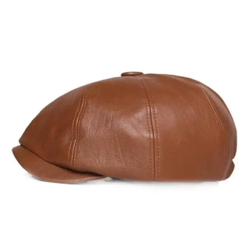 Retro Octagonal Leather Hat Autumn Men's Beret Elegant Fashion Cap Caps Men Women PU Leather Beret British Retro Octagonal Hat