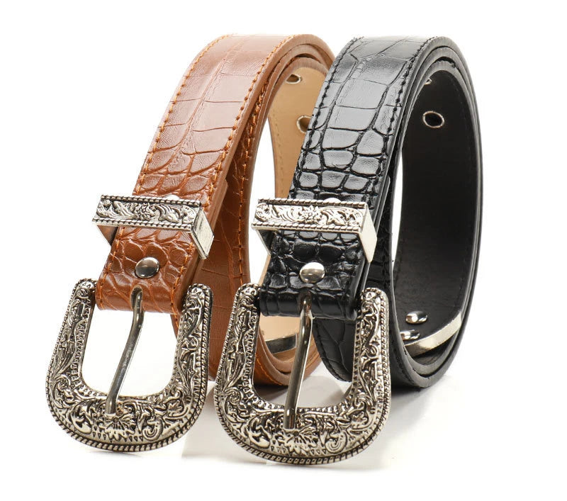 Gothic Retro Women's Black Belt Fashion Casual Jeans Accessories Girdle Hip Hop Y2k Girls Pin Buckle Pu Leather Waistband