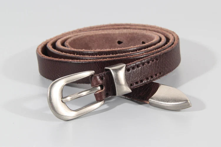 Extended Thin Section Knotted Decorative Ladies Belt All-match Slim Skirt Belt Narrow Soft Genuine Leather Women's Jeans Belt