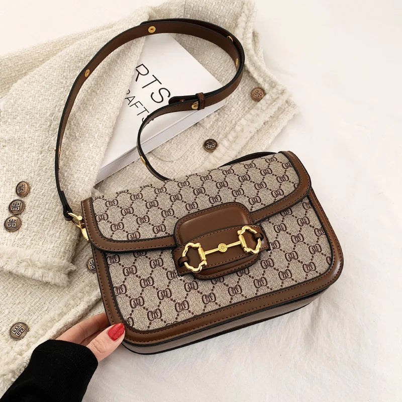 Ladies Genuine Leather Saddle Bag Classic Designer Paris Popular Single Shoulder Bag for Women Casual Vintage Trendy Handbag