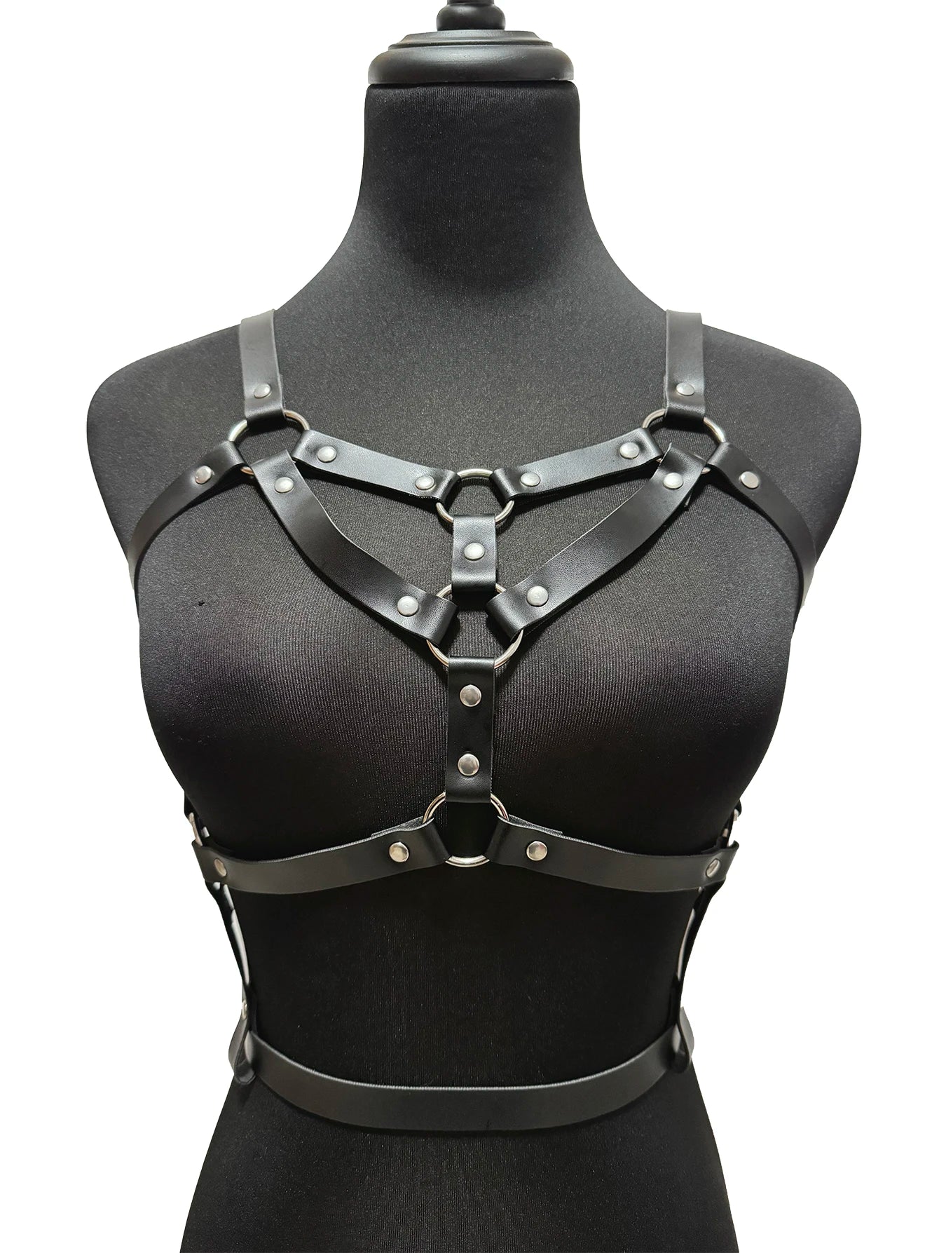 Women Fashion PU Leather Harness Waist Belt Punk Studded Decorative Harness Straps Suspenders Gothic Clothing Accessorie