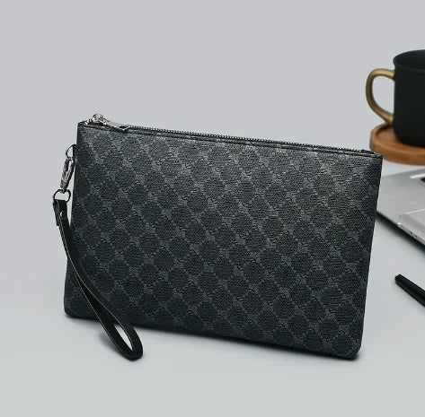 Men's Leather Messenger Bag Slim Business Envelope Clutch Phone Crossbody Bag Fashionable Lightweight Hand Carry Bag