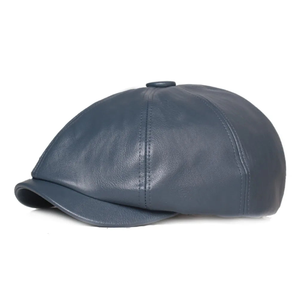 Casual Retro Leather Newsboy Caps Elegant Elastic Band Adjustment Peaked Cap Solid Color Painter Beret Hats Unisex Wear